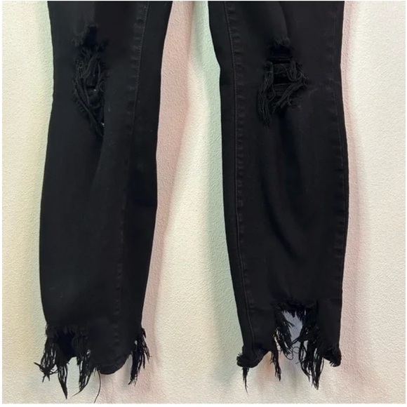 L'Agence High Line Skinny Onyx Destruct Raw Hem Distressed Knee Black 28 - Picture 5 of 9